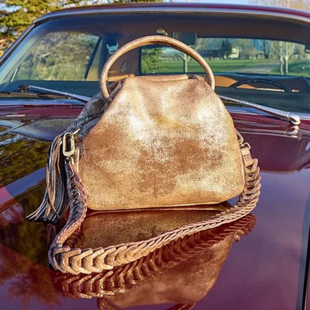 Hobo Darling Small satchel Metallic Brown Leather Shoulder/crossbody bag~